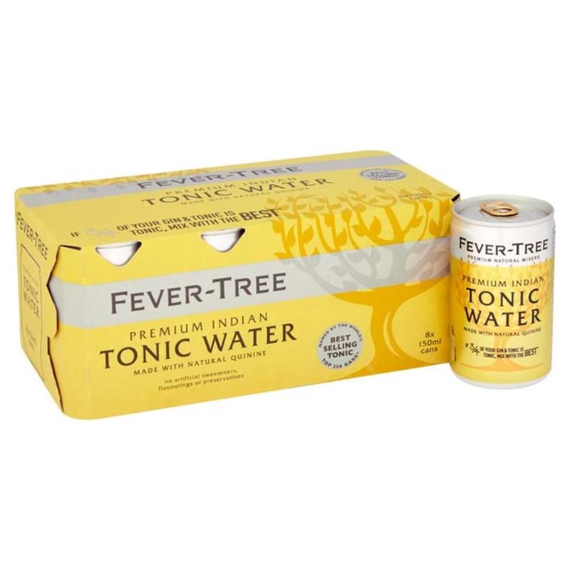 FEVER TREE Premium Indian Tonic Water PACK x 8 Cans (150ml) GF/DF/VEG/VGN Image
