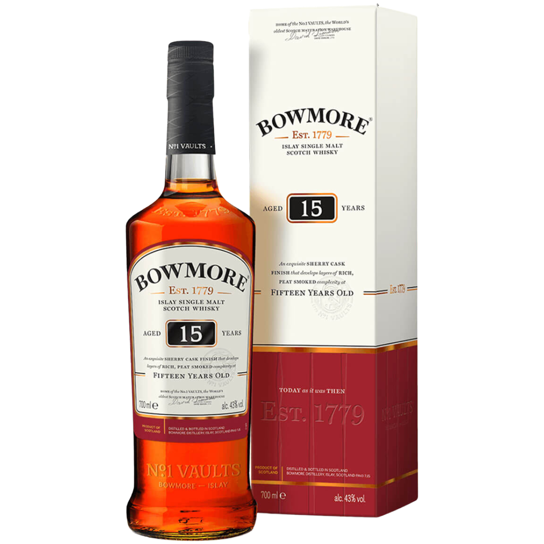BOWMORE 15 Year Old Isle of Islay Single Malt Whisky Bottle (70cl) 43%abv (los) Image