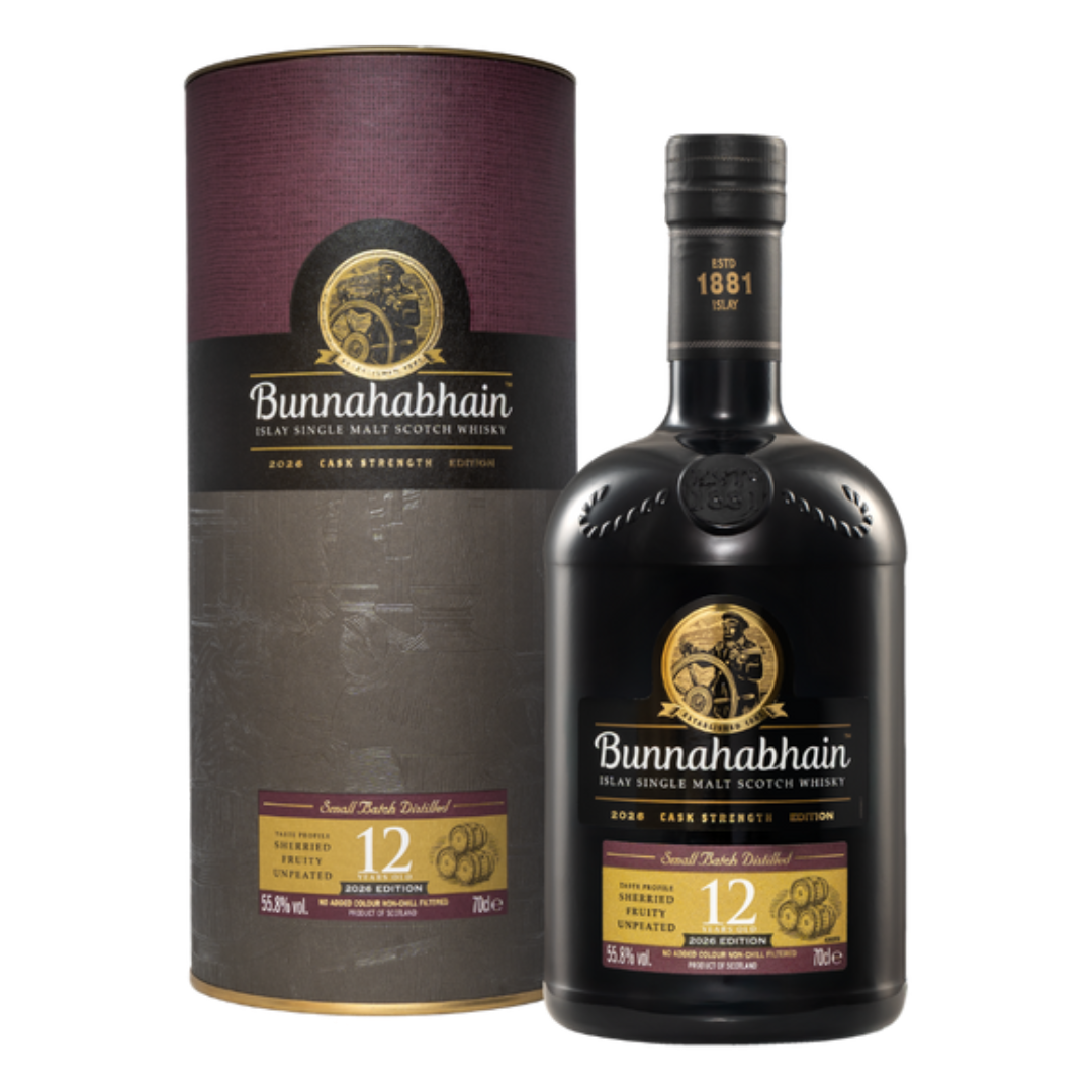 BUNNAHABHAIN 12 Year Old 'Cask Strength' (2026 Release) Unpeated Isle of Islay Single Malt Bottle (70cl) 55.8%abv Image
