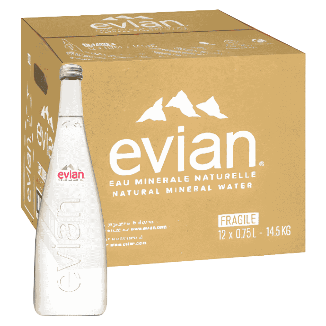 EVIAN Still Water CASE x 12 Bottles (75cl) (Glass) Image
