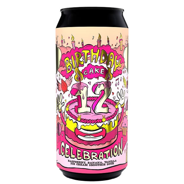 AMUNDSEN '12th Birthday Cake No2 'Raspberry, Banana, Vanilla Ice Cream Smoothie Sour CAN (440ml) 5.5%abv Image