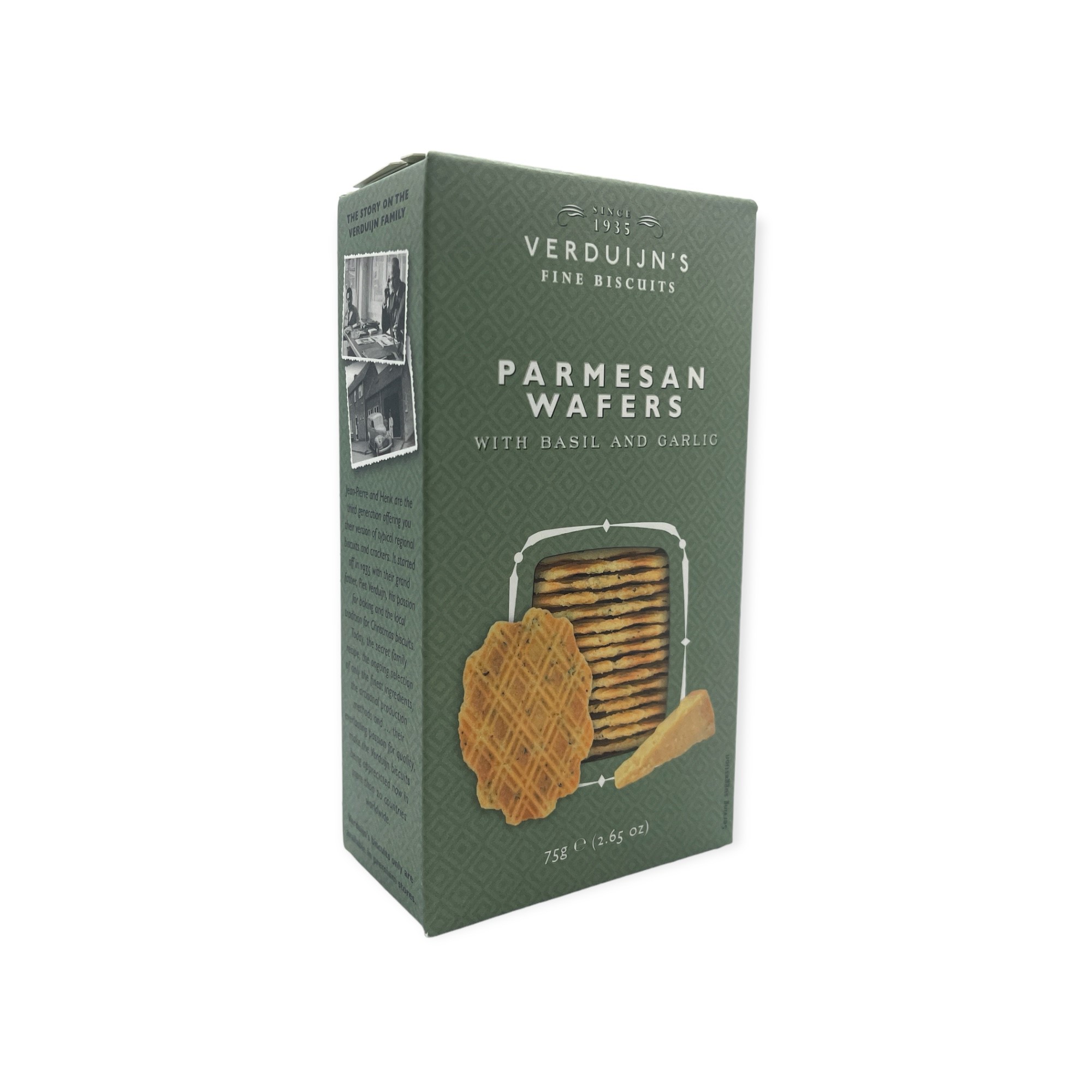 VERDUIJNS Parmesan Wafers with Basil and Garlic 75g Pack Image