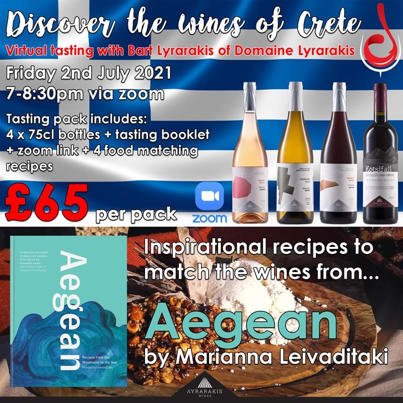 A virtual tasting discovering the wines of Crete with Bart Lyrarakis by zoom - Friday 2nd July 2021 Image