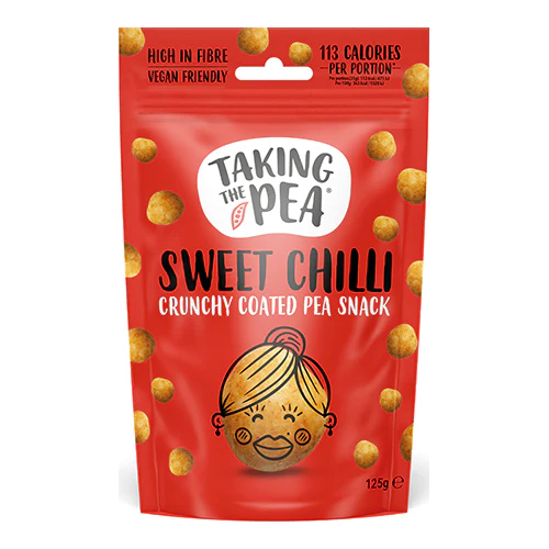 TAKING THE PEA Sweet Chilli Crunchy Coated Pea Snack 125g Bag - VGN Image