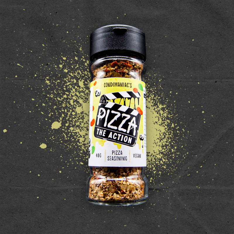 CONDIMANIAC Pizza The Action Seasoning Glass Shaker (40g) VGN Image