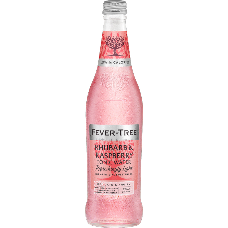 FEVER TREE Refreshingly Light Sweet Rhubarb & Raspberry Tonic Water Bottle (500ml) GF/DF/VEG/VGN - SINGLE Image