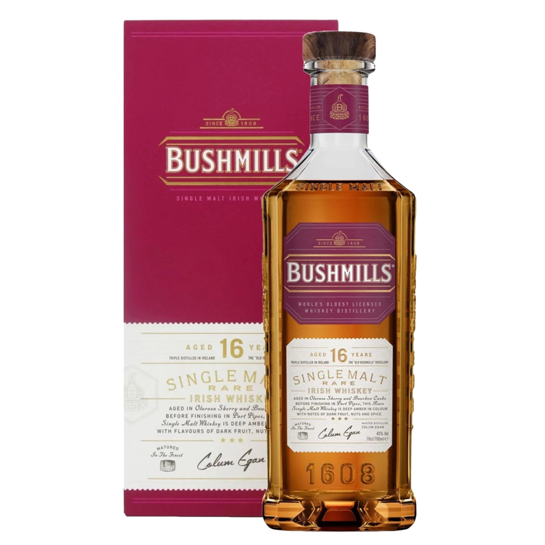 BUSHMILLS 16 Year Old 'Port Pipe Finish' Single Malt Irish Whiskey Bottle (70cl) 40%abv Image