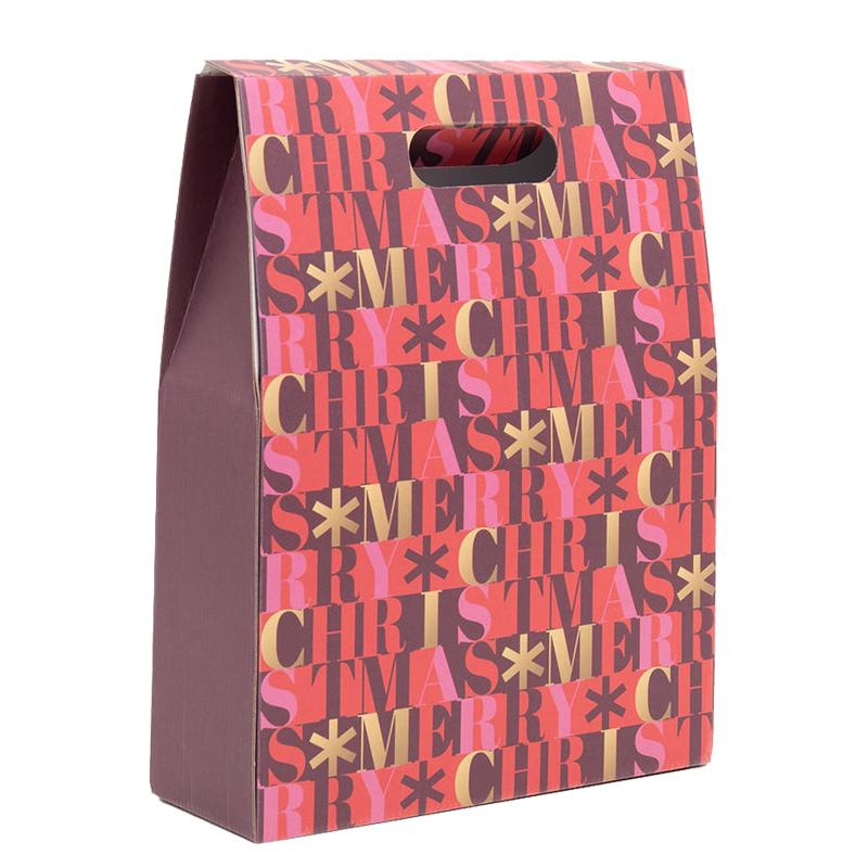 3 Bottle Gift Carton Burgundy & Gold Merry Christmas Each (C23BG3) Image
