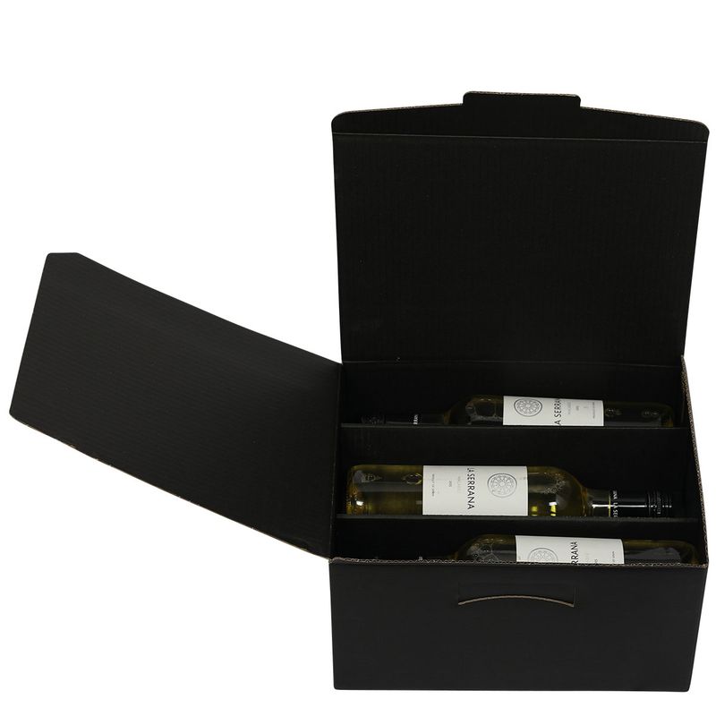 6 Bottle Textured Box (Hamper) - Black (3 over 3) Each Image