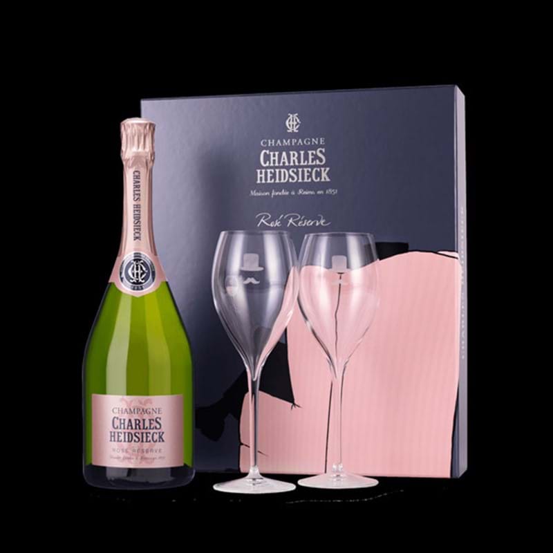 CHARLES HEIDSIECK Armchair Brut Reserve Rose Bottle & 2 Flutes GIFT PACK - NO DISCOUNT Image