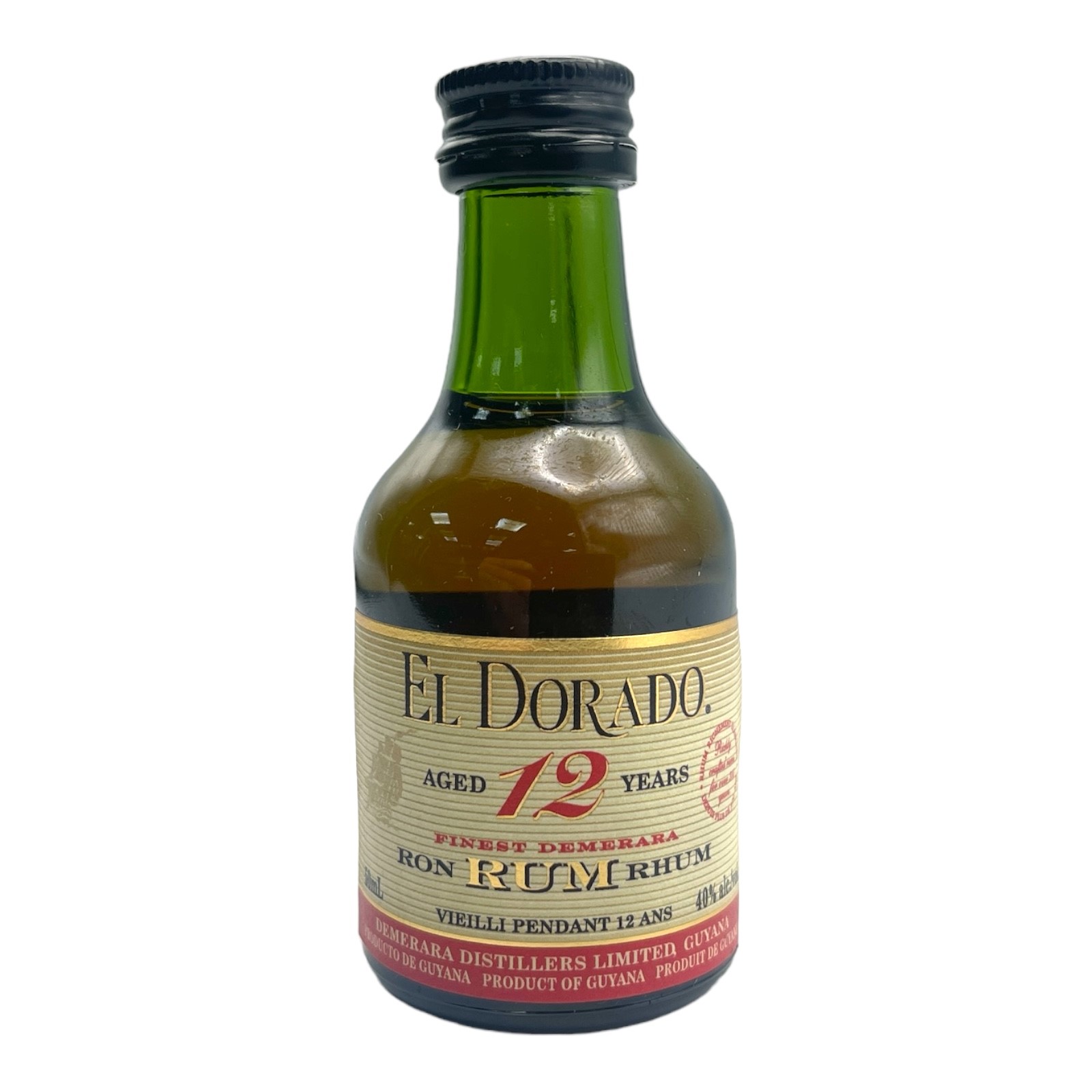 EL DORADO 12 Year Old Finest Traditional Guyana Rhum Miniature (5cl) 40%abv Image