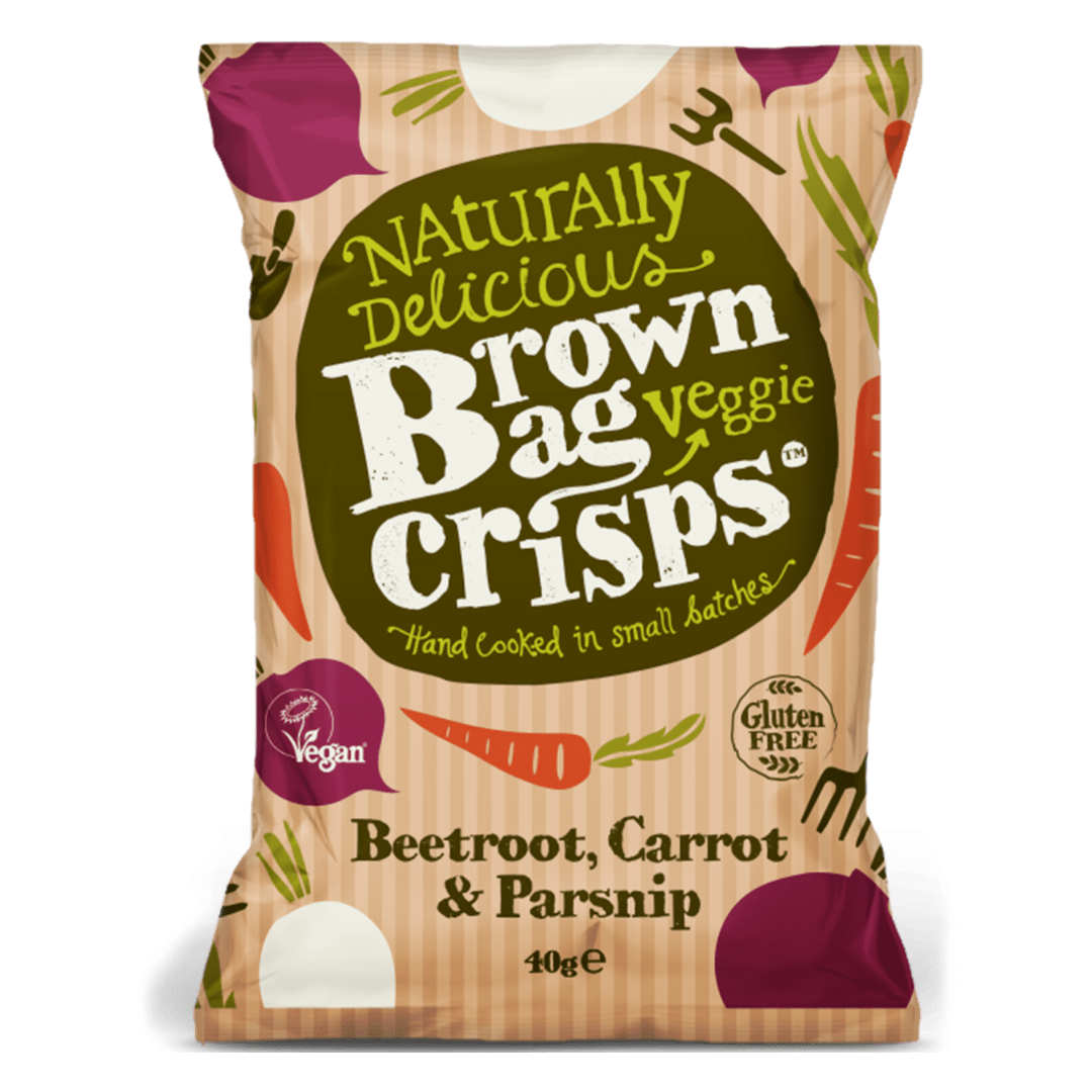 BROWN BAG CRISPS 'Naturally Delicious' Veggie Crisps 40g Grab Bag GF/VGN Image