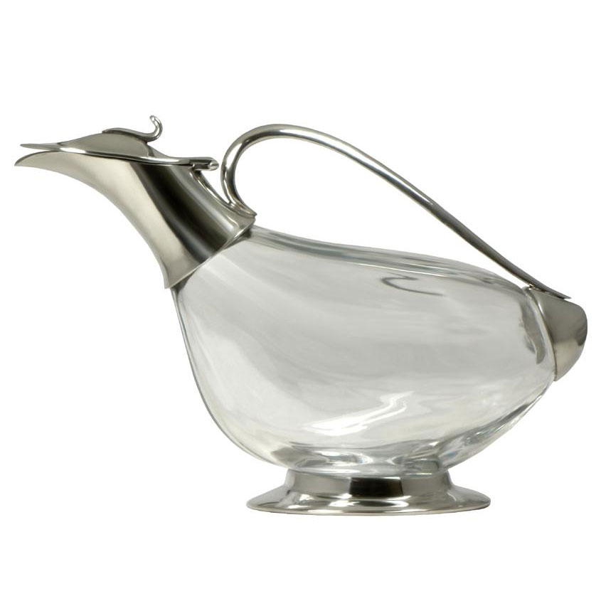 BIRCHGROVE Crystal Duck Decanter & Polished Pewter Mount & Foot (0116) Image