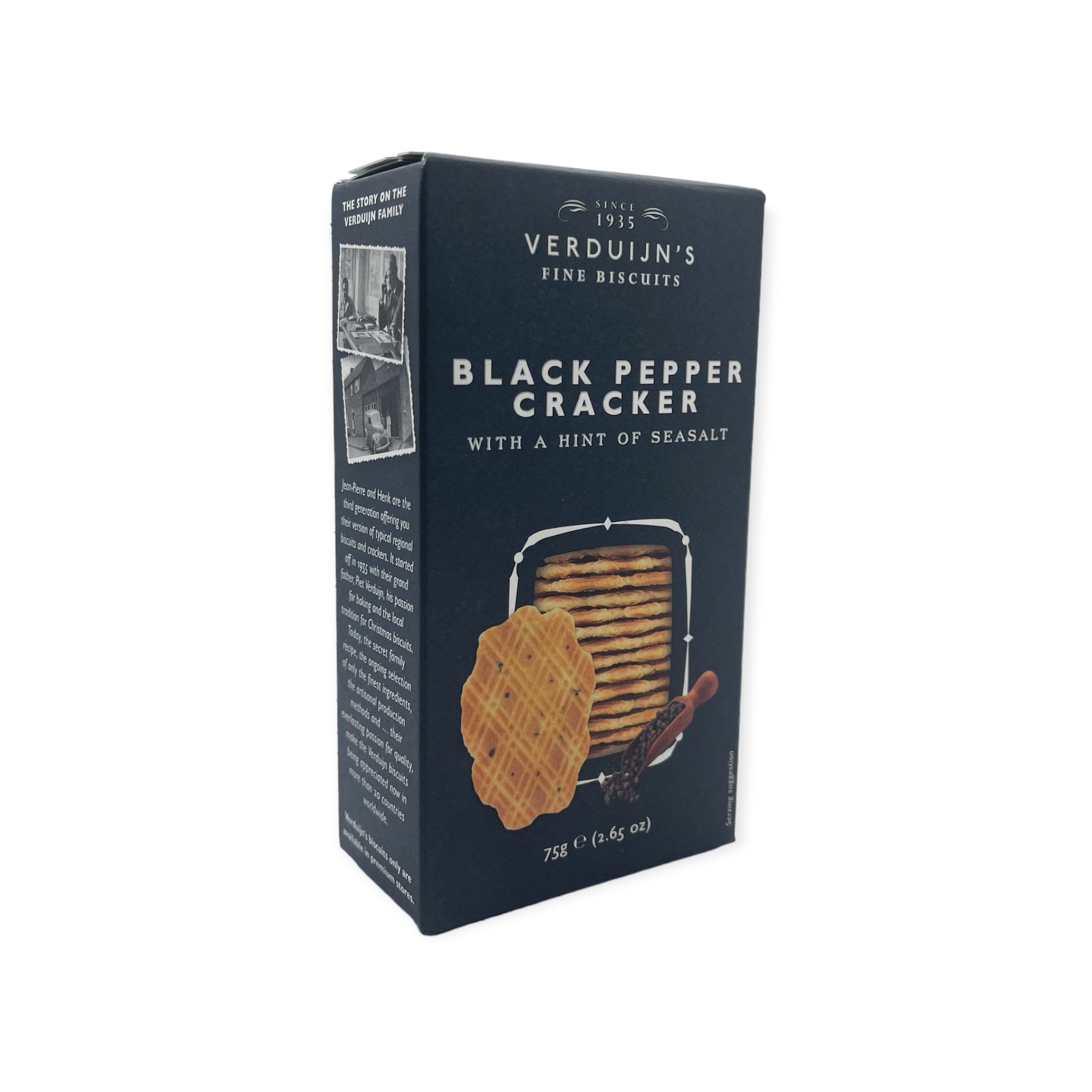 VERDUIJN'S Black Pepper Crackers with Sea Salt 75g Pack Image
