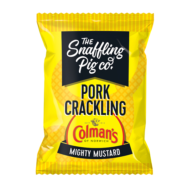 THE SNAFFLING PIG CO. Colemans Mighty Mustard Pork Crackling 40g Bag Image