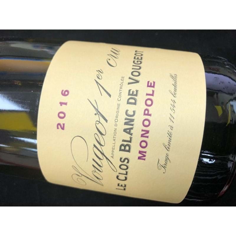 DOMAINE DE LA VOUGERAIE Vougeot 1er Cru Le Clos Blanc 2016 Bottle - NO DISC Image