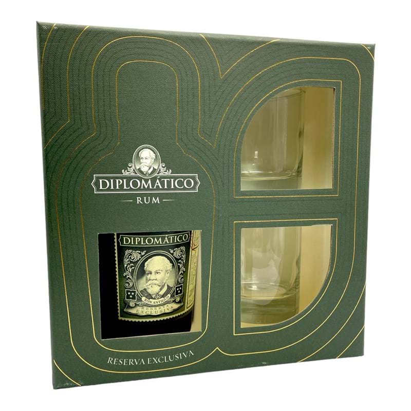 DIPLOMATICO Reserva Exclusiva Two Glass Gift Set (70cl) 40%abv - NO DISCOUNT Image