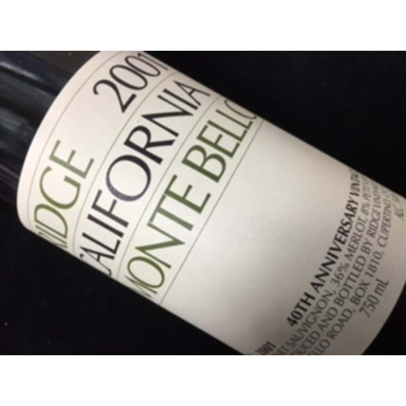 RIDGE Monte Bello 2001 Bottle - Central Coast, Santa Cruz - NO DISCOUNT Image