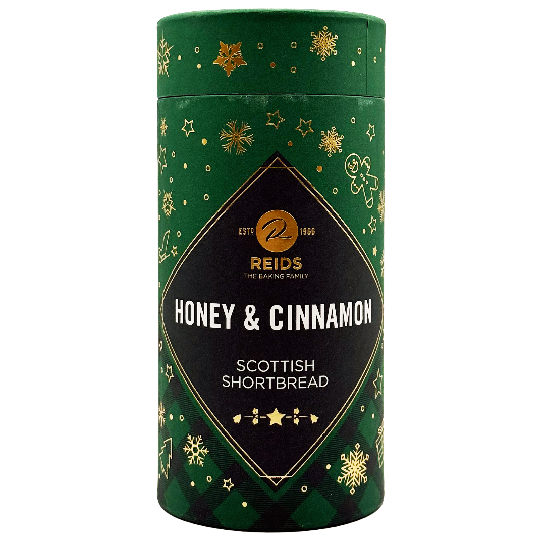 REIDS Baking Family, Honey & Cinnamon Scottish Shortbread Gift Tube 150g (Christmas) Image