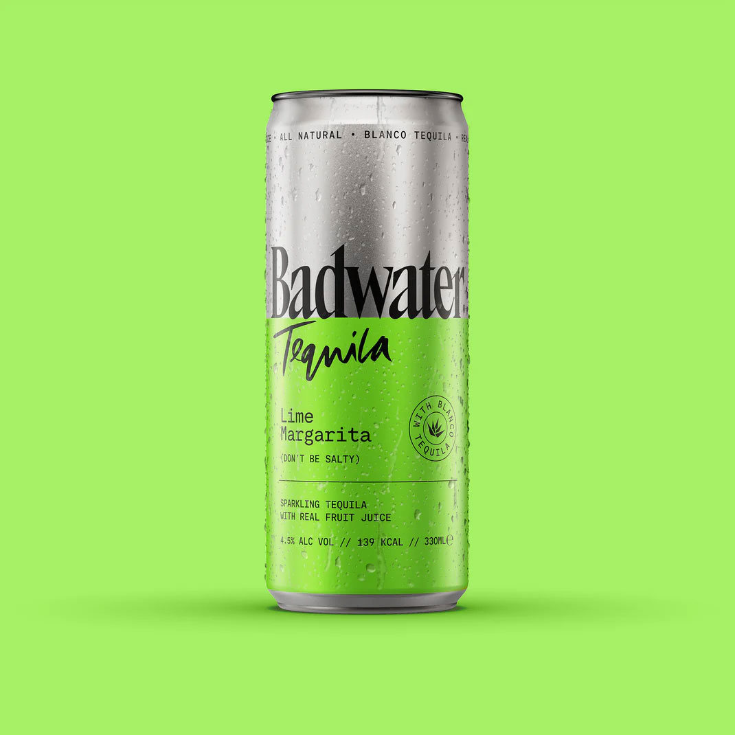 BADWATER TEQUILA Lime Margarita (Don't Be Salty) Sparkling Tequila with Real Fruit Juice CAN (330ml) 4.5%abv Image