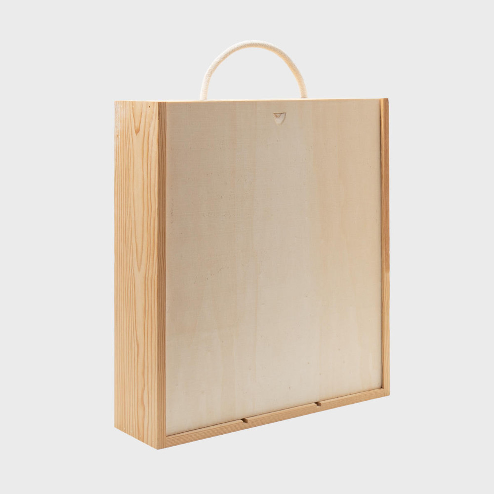3 BOTTLE Wooden Gift Box with Sliding Lid and rope handle Each (BW03) Image