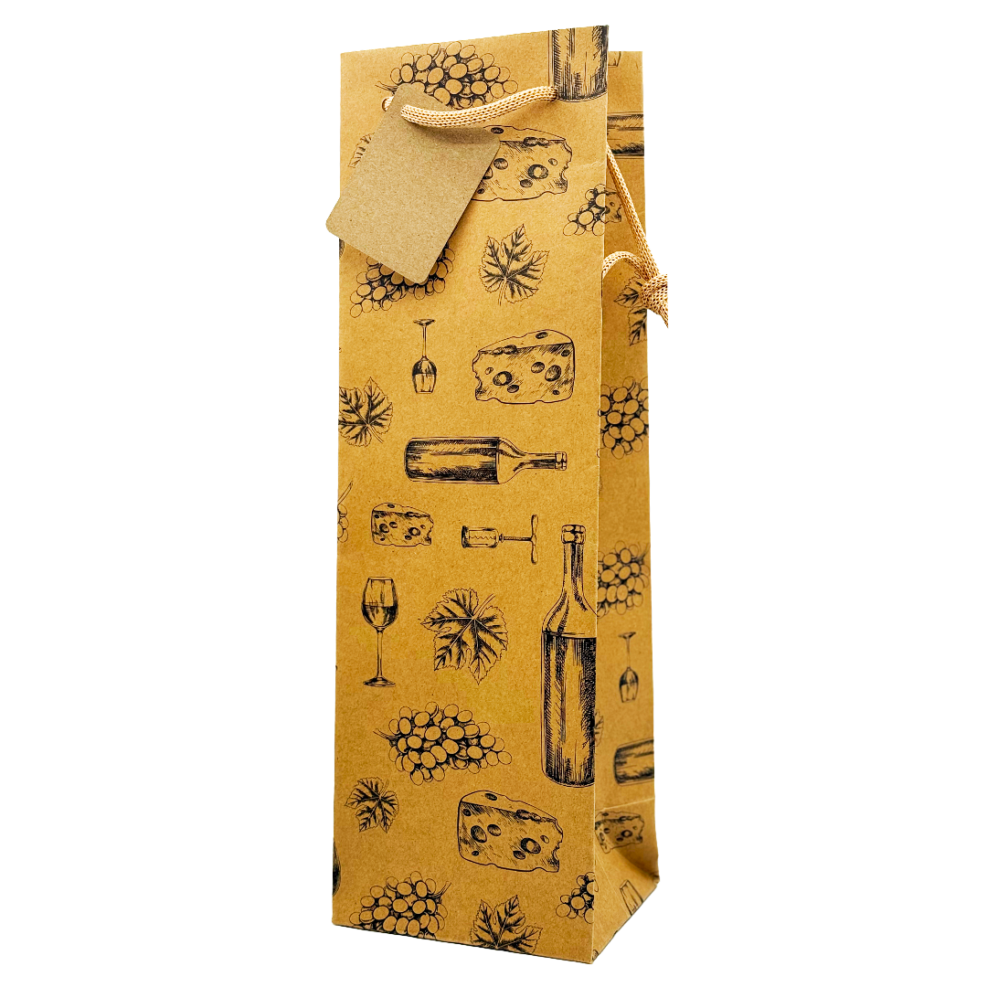1 BOTTLE BAG 'Wine and Cheese' Each (B25WC) Image