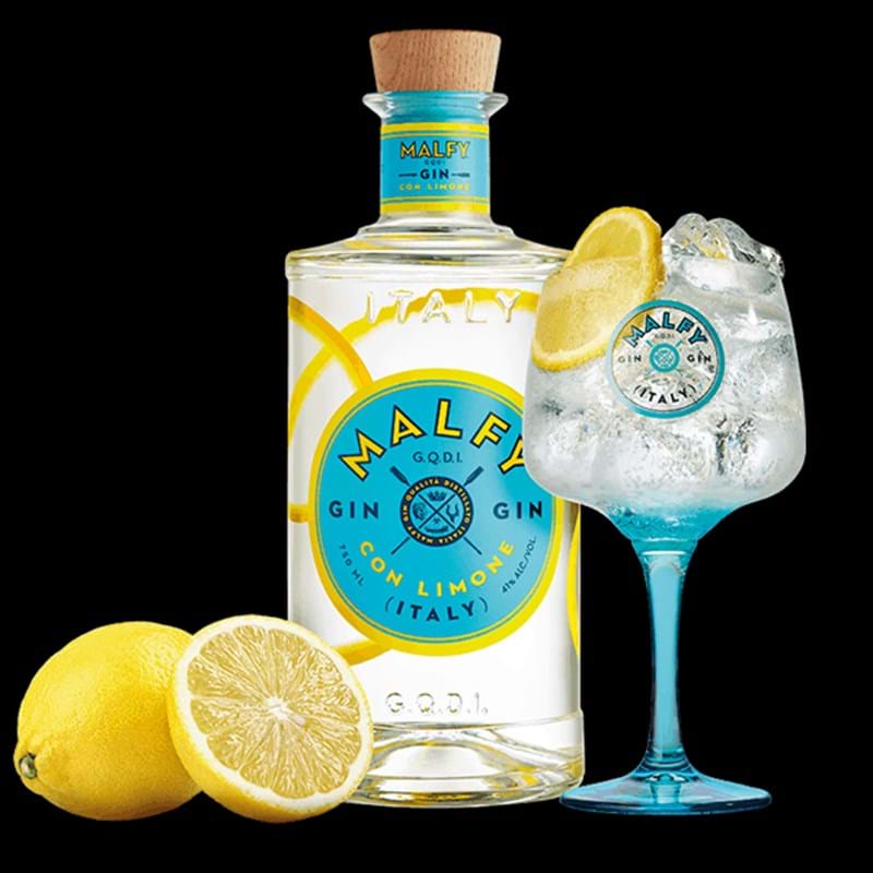 (100cl) (los) Dunells Gin Limone - Coast (Lemon) Amalfi Litre MALFY Con 41%abv