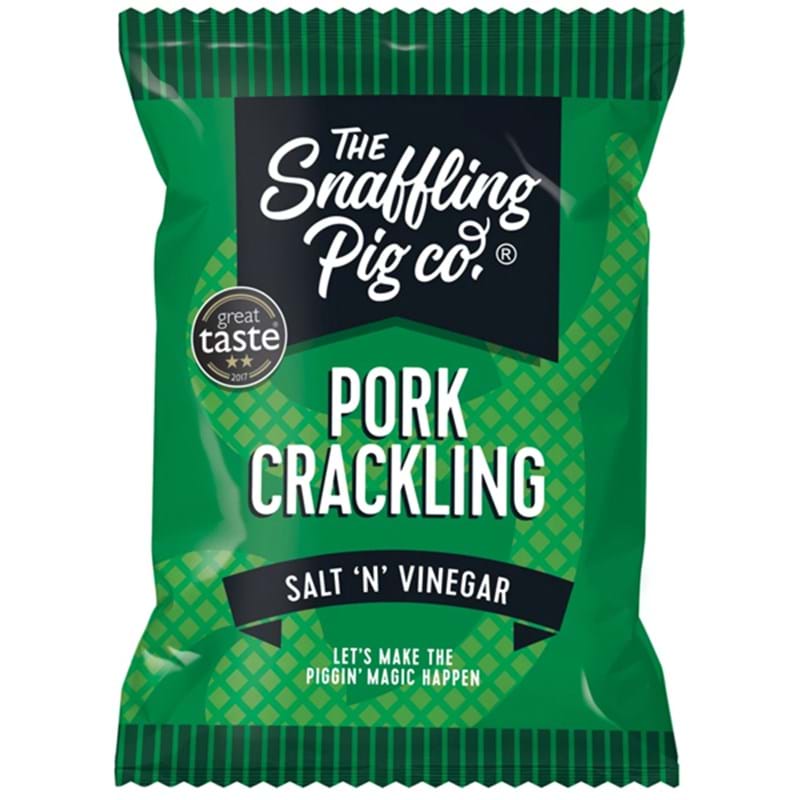 THE SNAFFLING PIG CO. Salt & Vinegar Pork Crackling 45g Bag Image