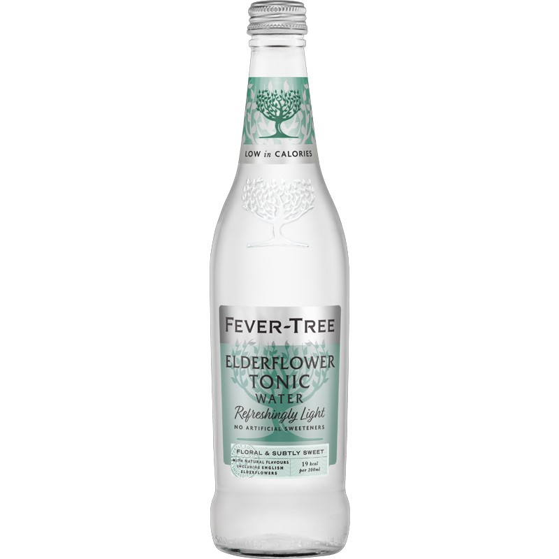 FEVER TREE Refreshingly Light Elderflower Tonic Water Bottle (500ml) GF/DF/VEG/VGN - SINGLE Image