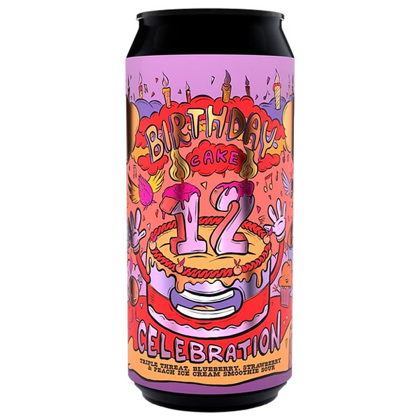 AMUNDSEN '12th Birthday Cake No3' Triple Threat - Blueberry, Strawberry & Peach Ice Cream Smoothie Sour CAN (440ml) 5.5% Image