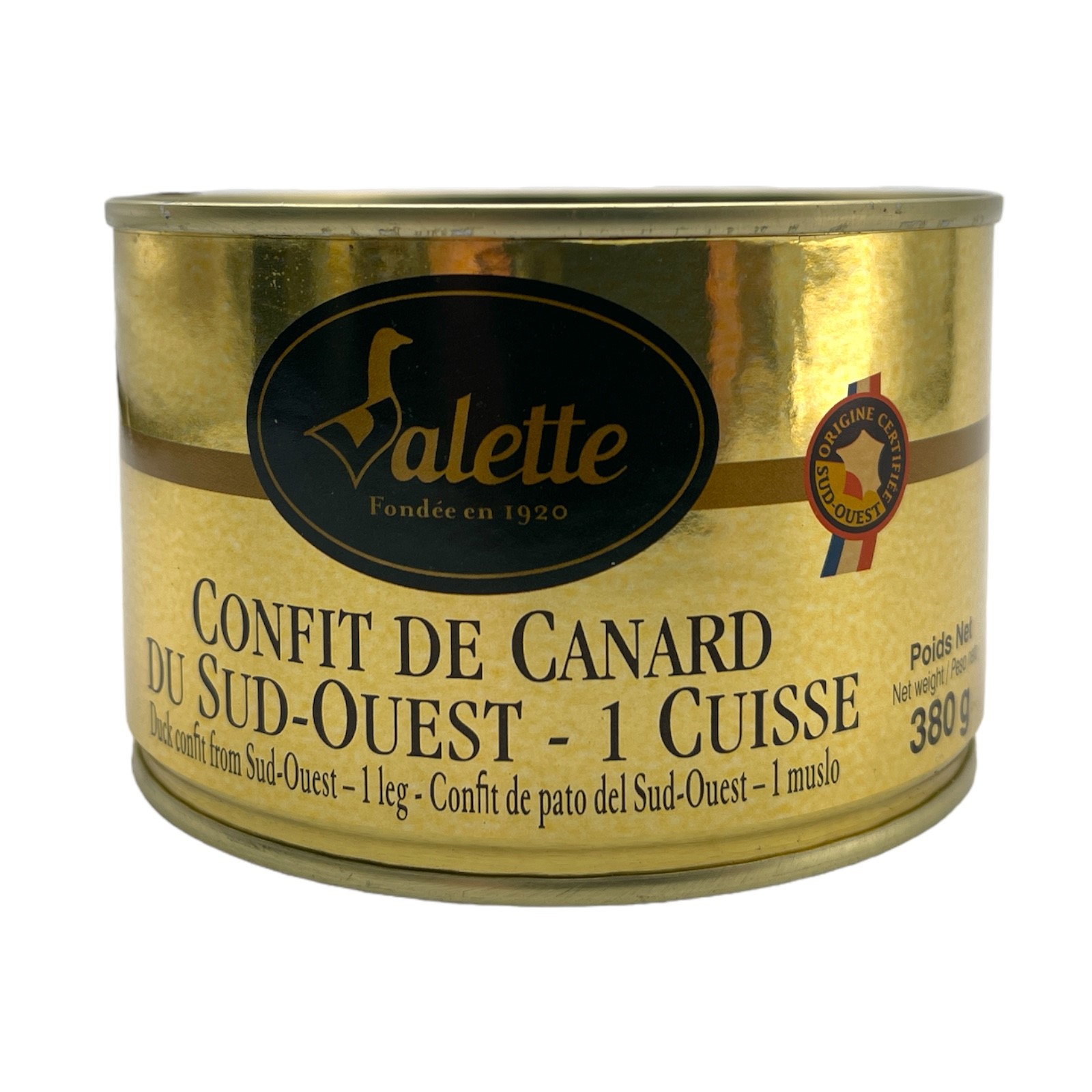 VALETTE Le Confit de Canard du Sud-Ouest 1 Cuisse (1 Leg) 380g Tin (SO51502VA 10) Image