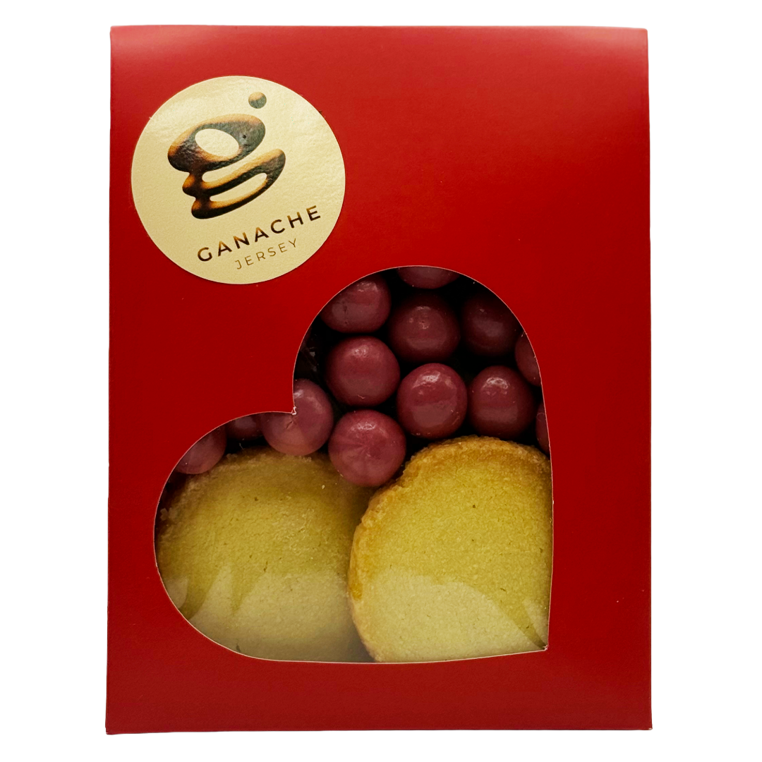 GANACHE JERSEY 'The Heart' Assorted Box w/Biscuits & Strawberry Cereal Balls (125g) EACH Image