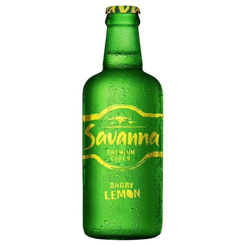 SAVANNA Angry Lemon Flavour Dry Cider from South Africa Bottle (330ml) 5%abv - SINGLE (los) Image