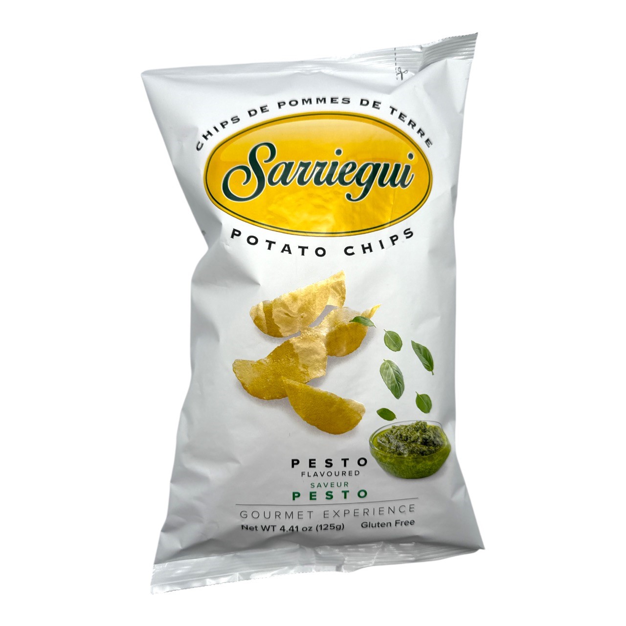 SARRIEGUI Pesto Flavoured Premium Crisps from San Sebastian 125g Bag GF Image