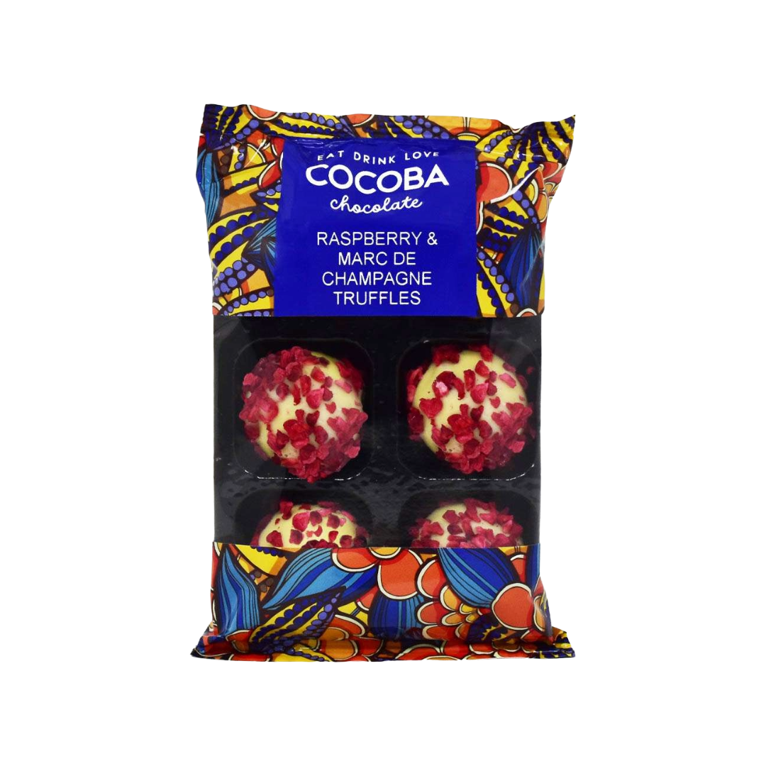COCOBA Raspberry & Marc de Champagne Chocolate Truffles Pack (72g) (Christmas) Image