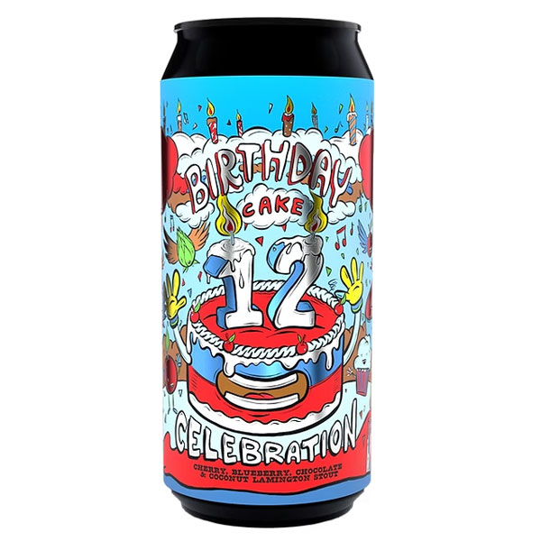 AMUNDSEN '12th Birthday Cake No4' Cherry, Blueberry, Chocolate & Coconut Lamington Stout CAN (440ml) 13%abv Image