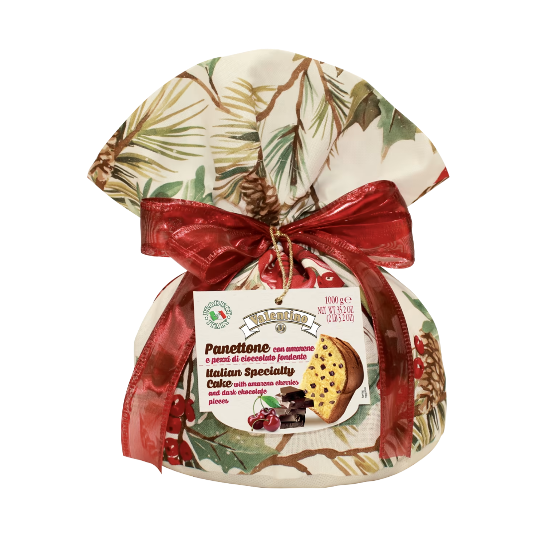 VALENTINO Panettone Traditional Chocolate & Amarena Cherries Wrapped 1kg (Christmas) Image
