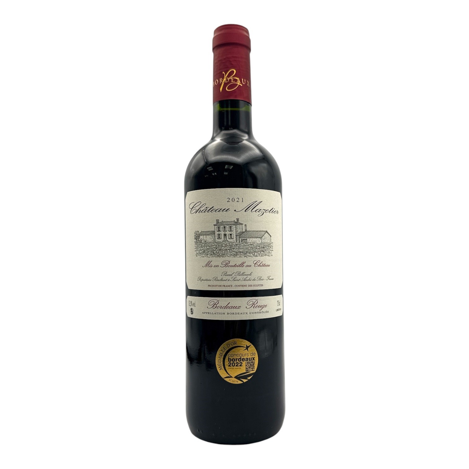 CHATEAU MAZETIER Bordeaux Rouge AOC 2020/21 Bottle/nc (60% Merlot/Cabernet Sauvignon) Image