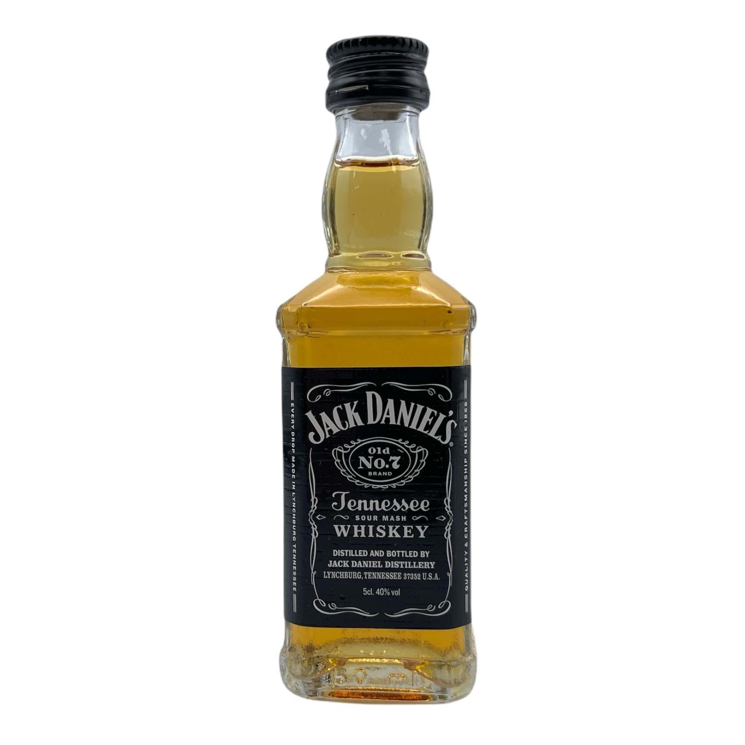 Miniature JACK No.7 Label Dunells Old - Brand Black 40%abv DANIEL\'S Sour Mash (5cl) Whiskey