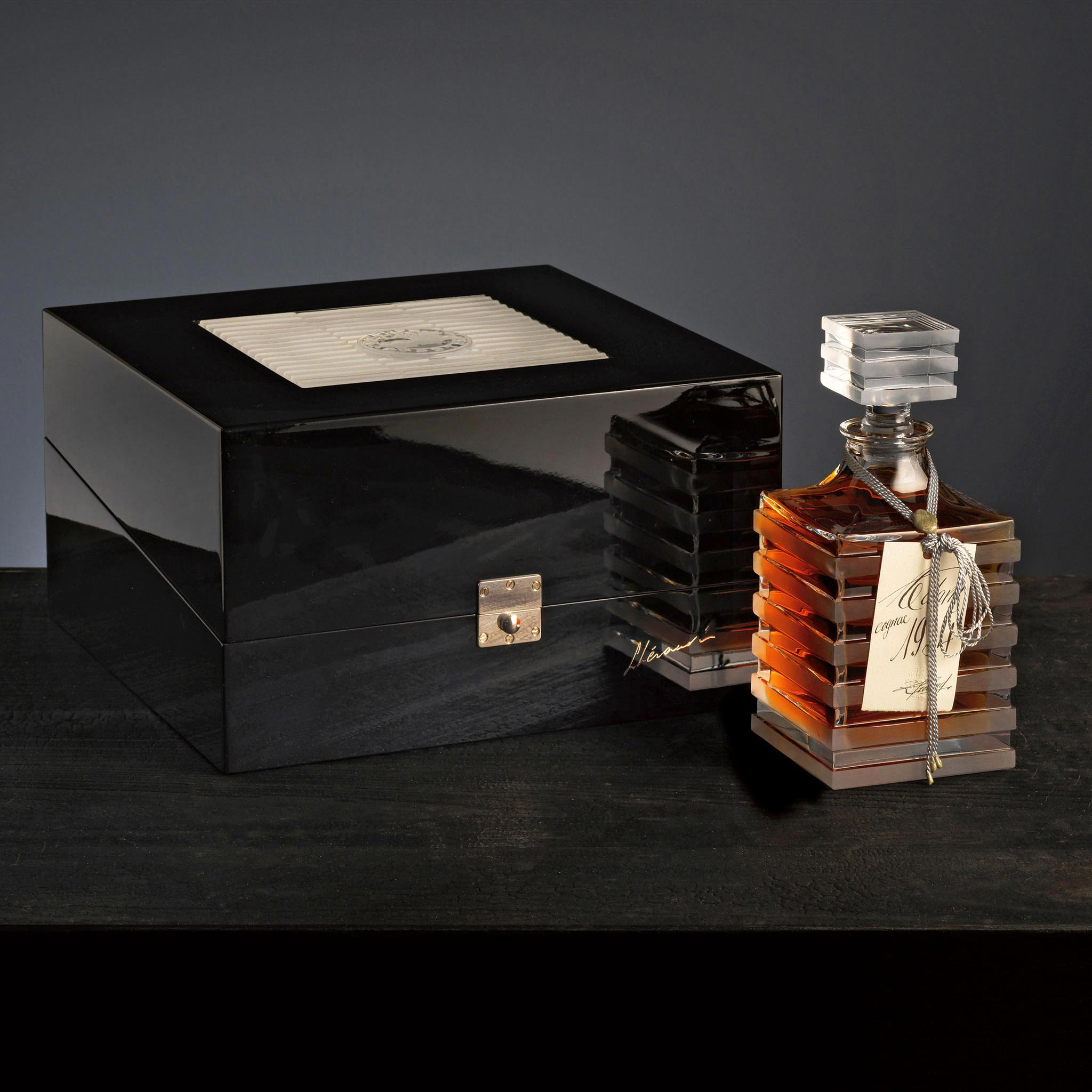 COGNAC L'HERAUD Lot 0934 Coffret Adam (Daum) Bottle (70cl) 45%abv (los) Image