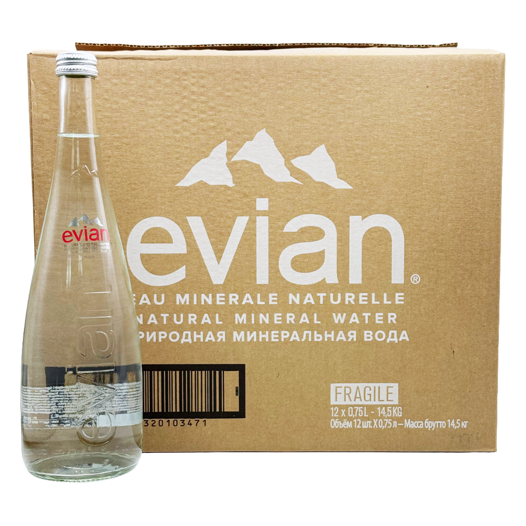 EVIAN Still Water CASE x 12 Bottles (750ml) (Glass) Image