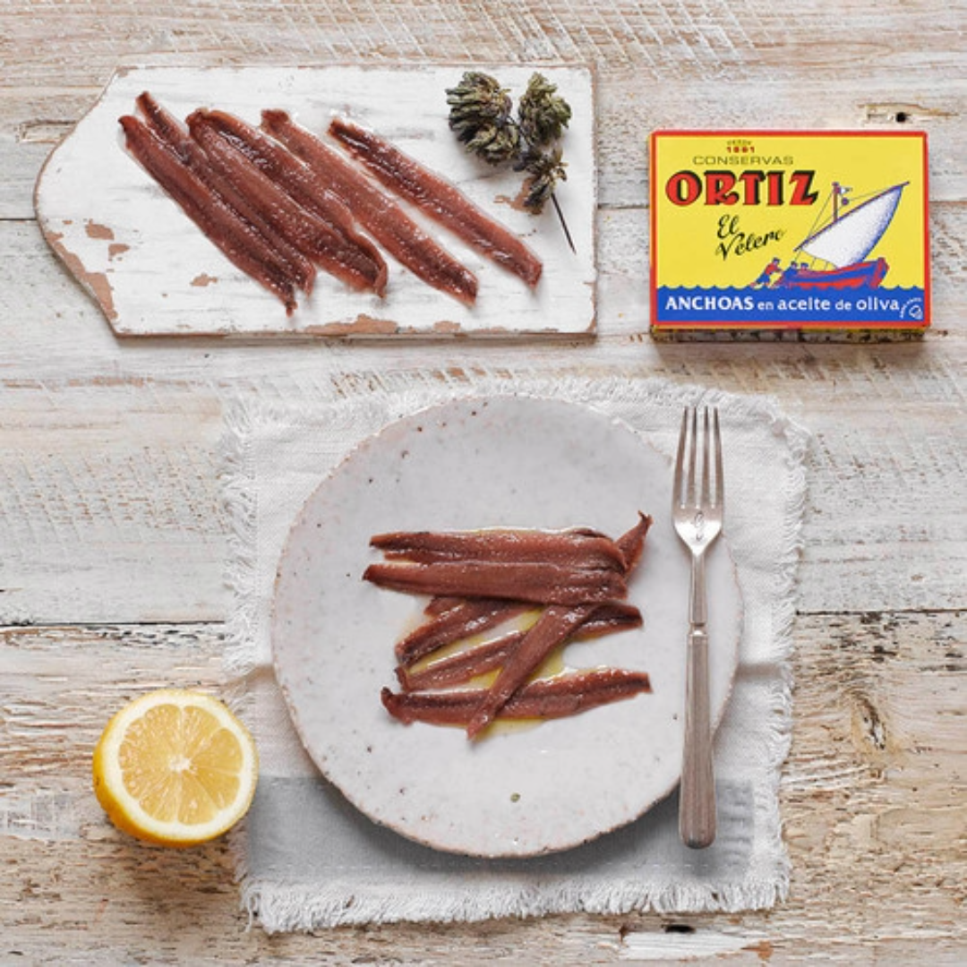 ORTIZ Anchovy Fillets in Olive Oil - Cantabria 47.5g Tin Image