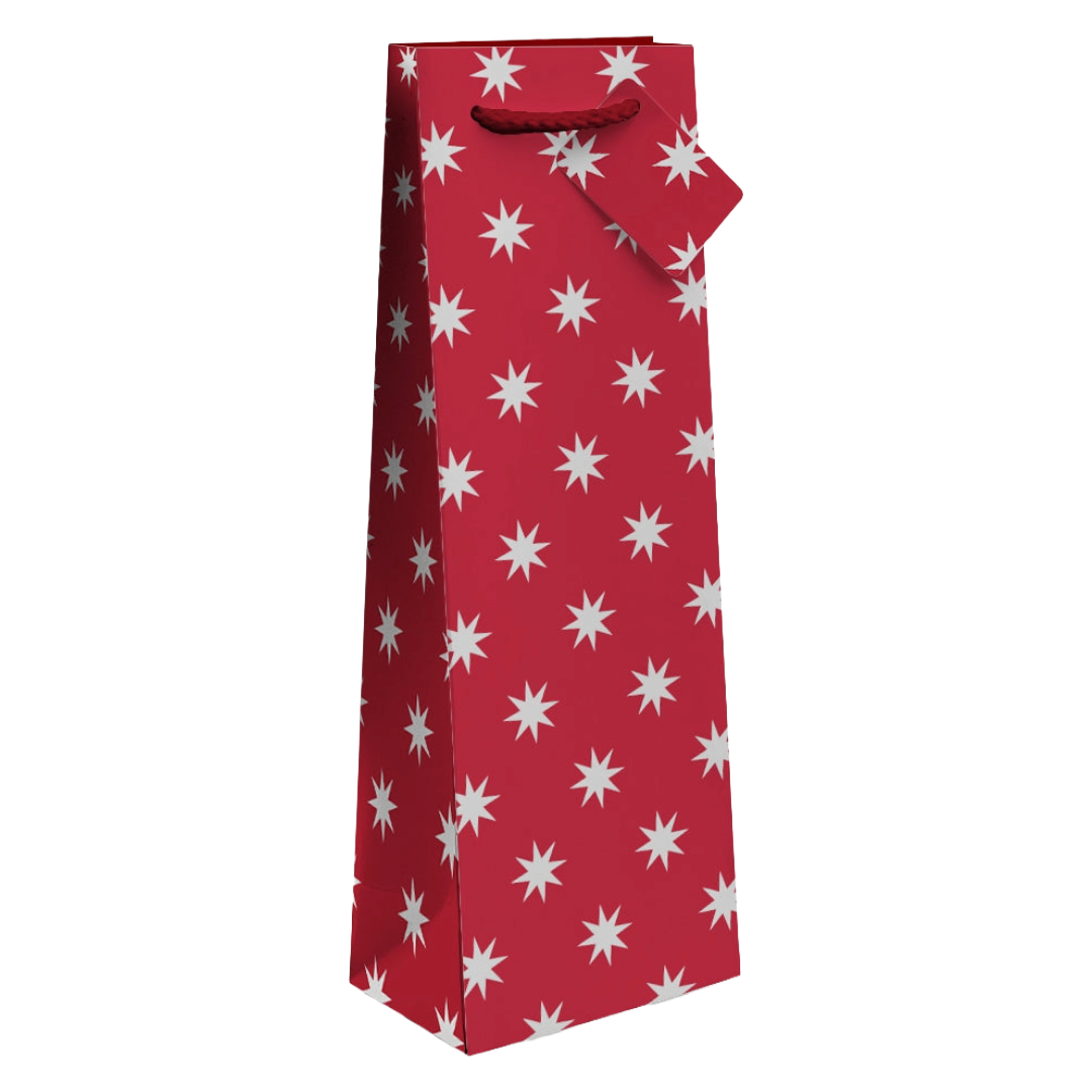 1 BOTTLE BAG 'Red with Silver Stars' Each (B25SS) Image