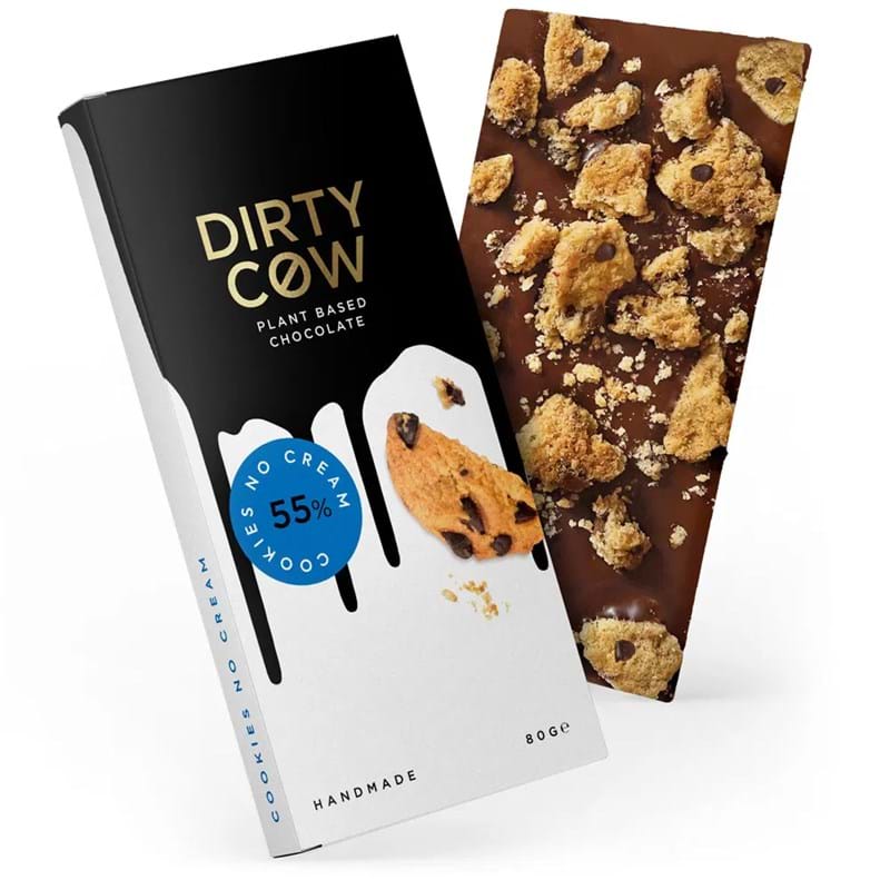 DIRTY COW Cookies No Cream 55% Plant Based Handmade Chocolate - 80g Bar Image