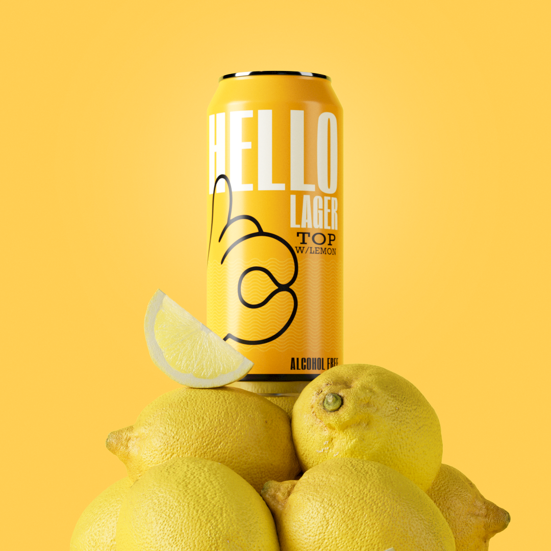 HELLO LAGER Alcohol-Free 'Top' w/Lemon CAN (440ml) 0.5%abv GF/VGN Image