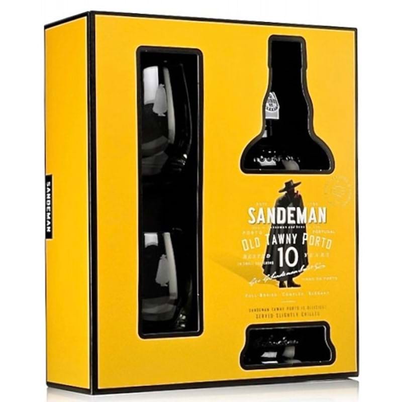 SANDEMAN Tawny Port '10 Year Old' 75cl Bottle & 2 Glasses GIFT PACK Image