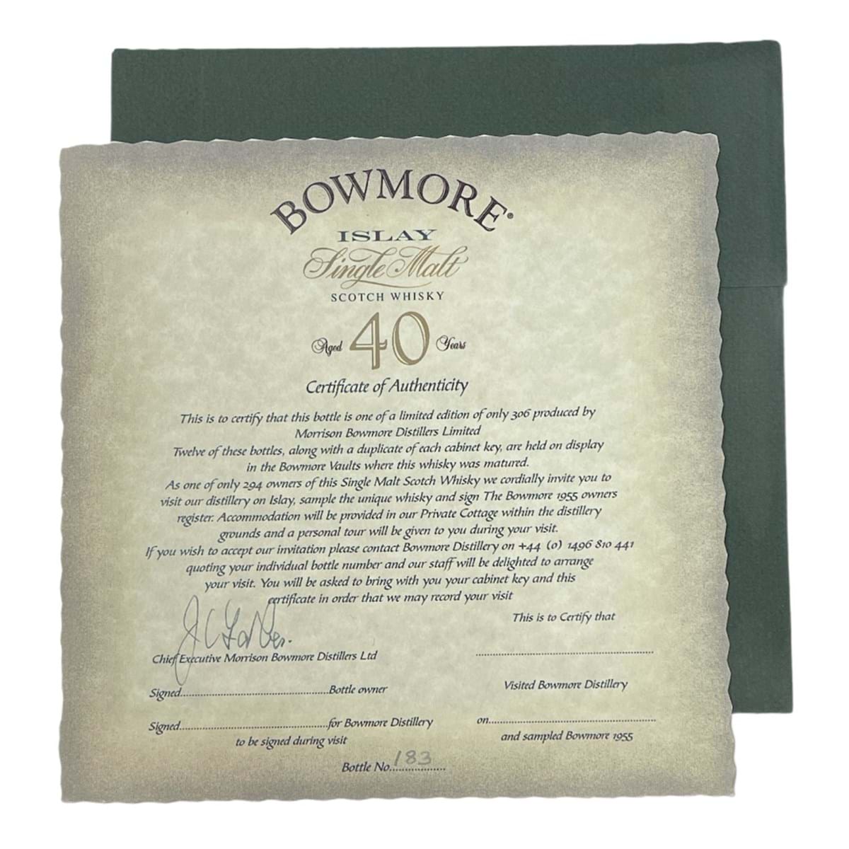 Certificate Bowmore