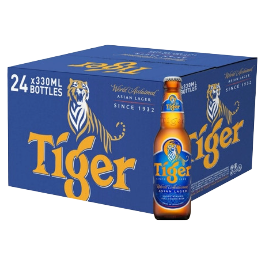TIGER Beer - Singapore CASE x 24 Bottles (330ml) 4.8%abv Image