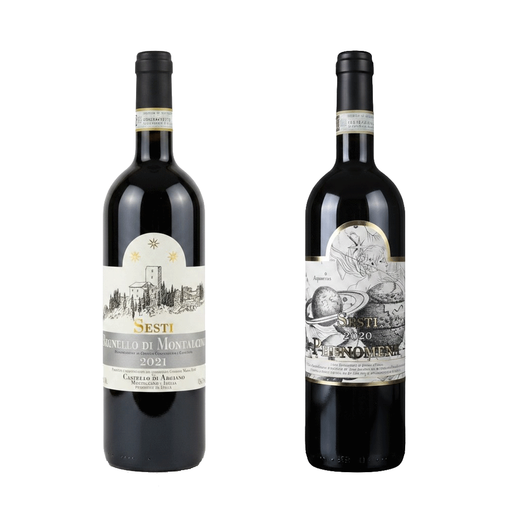 SESTI Brunello di Montalcino 'Castello di Argiano' 2021 & Phenomena 2020 Two Cases x 6 Bottles - PRE-RELEASE Image