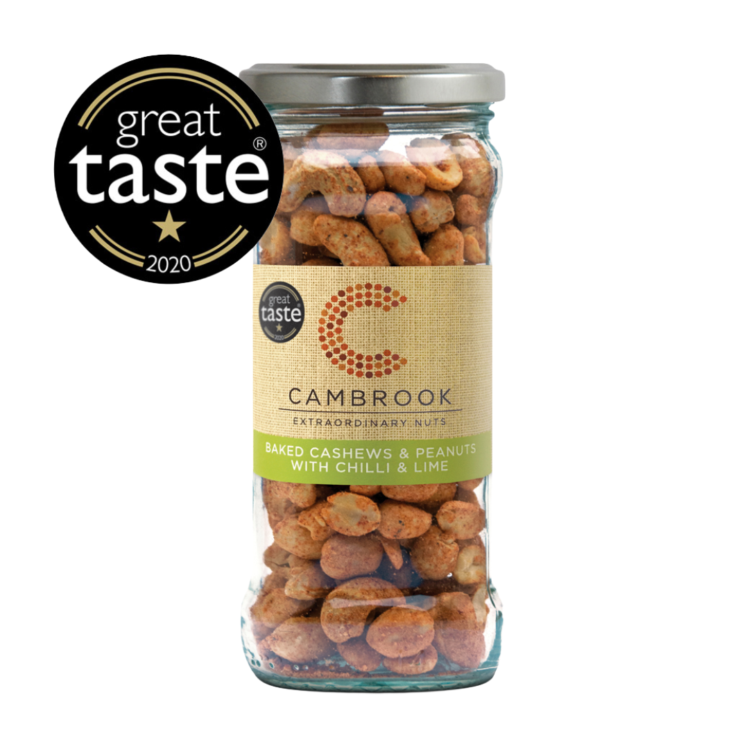 CAMBROOK Baked Cashews & Peanuts w/Chilli & Lime Jar 170g VGN/GF (Christmas) Image